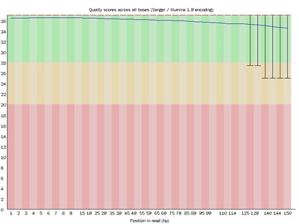 Distribution of base quality across all samples.