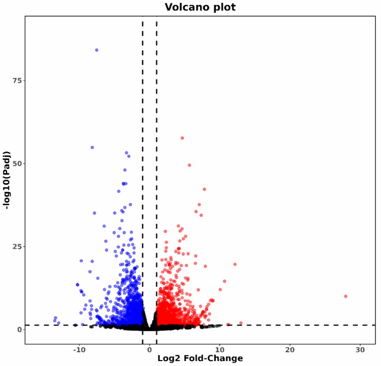 Volcano plot of differentially methylated sites.