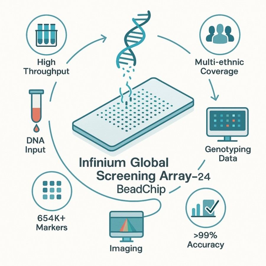 Infinium Global Screening Array-24 BeadChip key advantages illustration