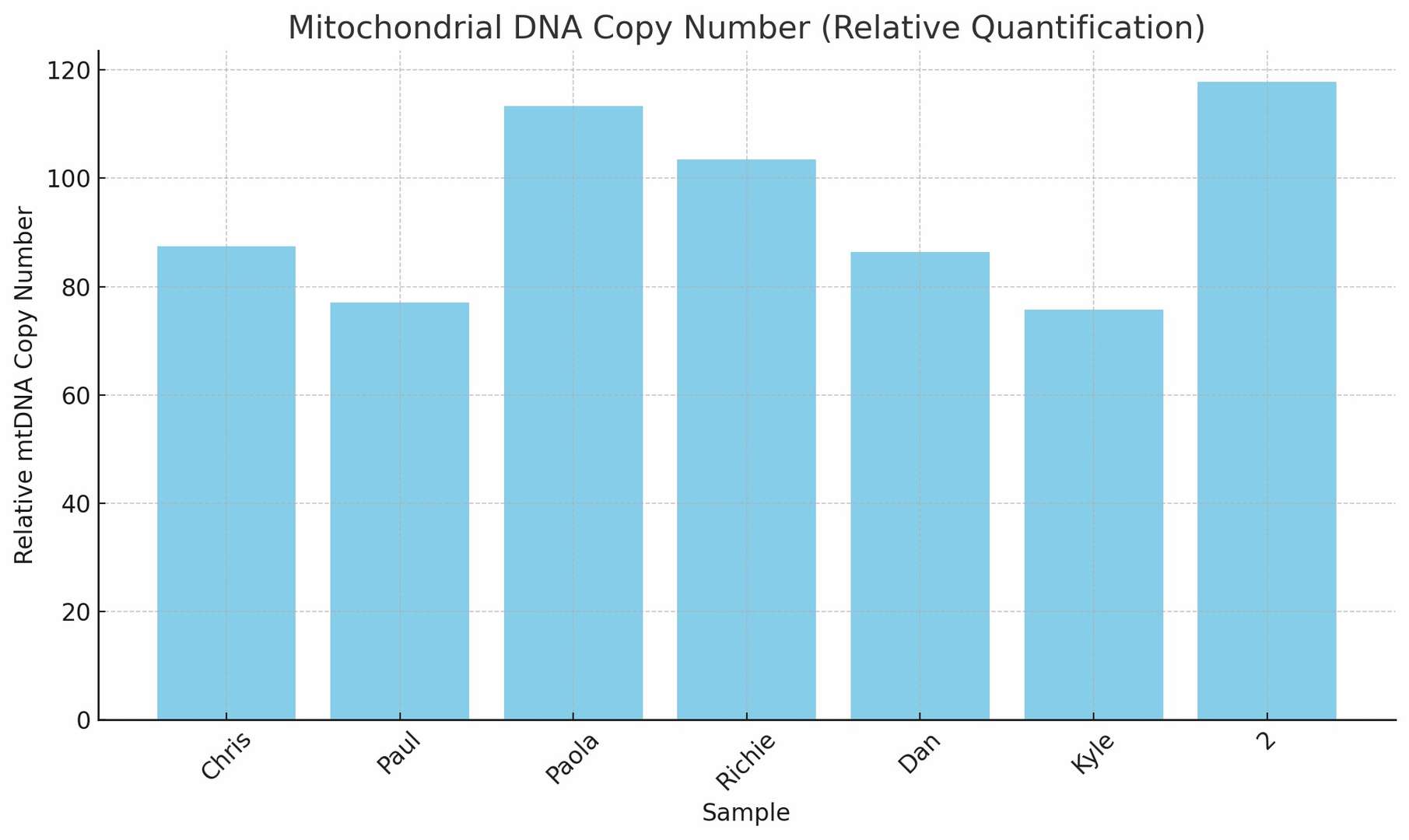 A demo bar chart showing relative mitochondrial DNA copy numbers across multiple samples