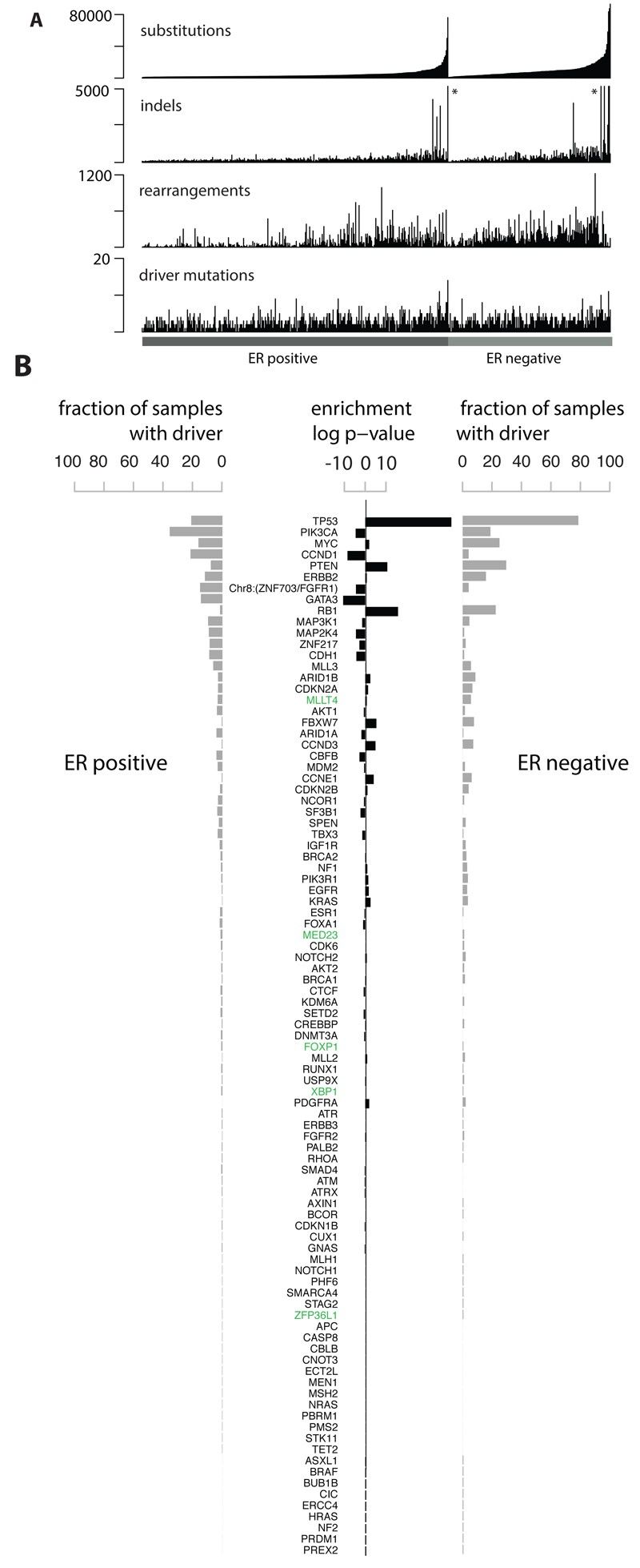 Fig 1. Overview of the cohort and inventory of somatic mutations in 560 breast cancers. (Nik-Zainal et al., 2016)