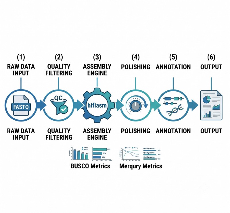 Bioinformatics analysis pipeline for de novo genome assembly