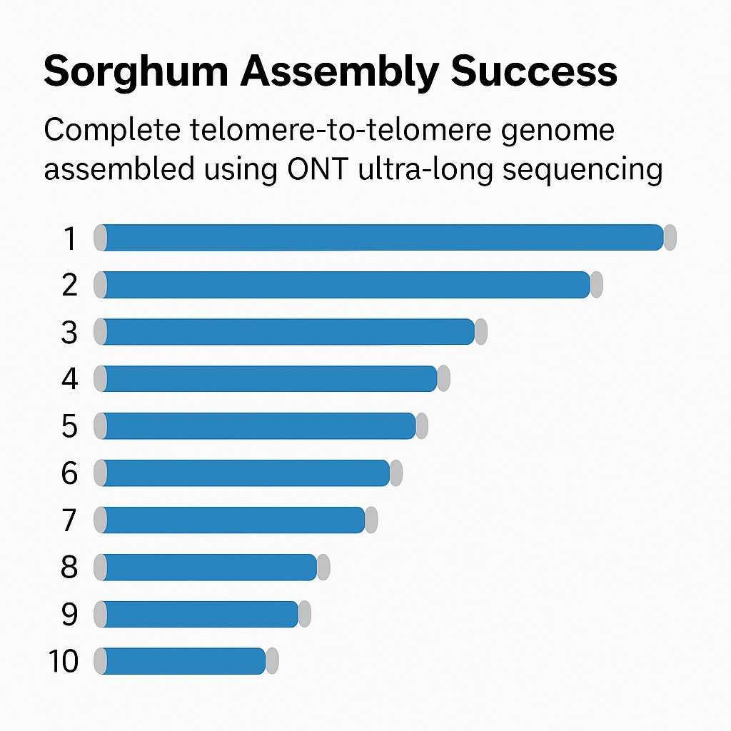 Sorghum genome completed to T2T using only nanopore ultra long sequencing.