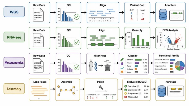 Bioinformatics Workflow by NGS Project Type